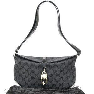 GUCCI Jackie GG 2Way Shoulder Hand Bag Canvas Patent Leather GHW Italy 85CA582